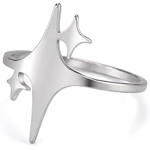 kkjoy Sparkling Four-Pointed Star Ring Stainless Steel Lucky Star Promise Ring Birthday Gift Jewelry For Women