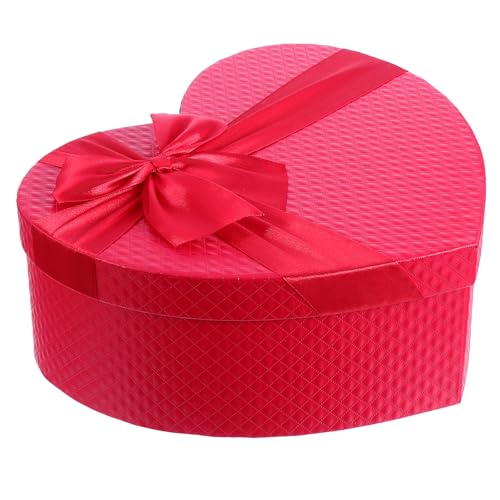 Amosfun Heart Shaped Wedding Packing Box 9x7x3.5 In Red Paper – Reusable Candy & Gift Container for Party Favors, Birthdays, Valentine’s Day