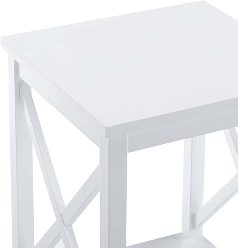 Miniatura 4 de Duhome X-Design - Mesitas de noche blancas versátiles con estante de almacenamiento, mesita de noche cuadrada de madera con travesaño para sala de