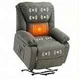 ECODE® Sillon de Relax Reclinable Levantapersonas Electrico con Masaje y Calor Lumbar - Sillones Electricos Stressless Ideales para Personas Mayores