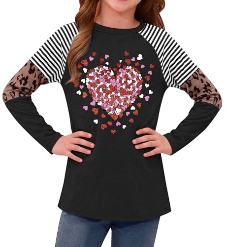 Image of BesserBay Girls St Patrick's Day Raglan Shirt Irish Sequin Lucky Stripe Shamrock Graphic Top 4-14 Years