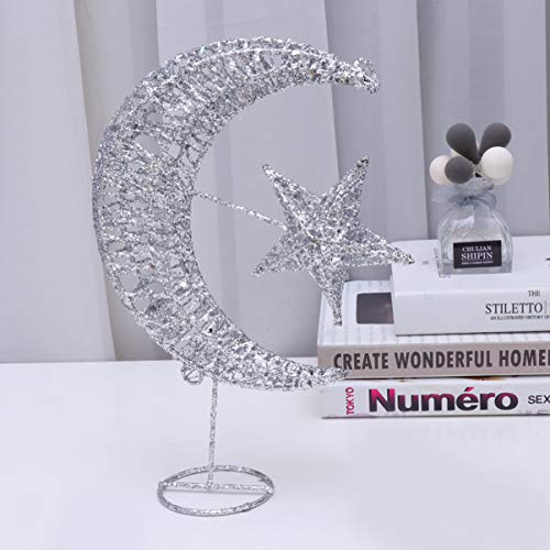Mobestech Christmas Tree Topper Glittering Wrought Iron Moon Star Tree Toppers For Christmas Tree Deocration #TOP4