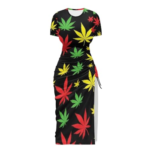 Image of Short Sleeve Dress for Women,Sexy Bodycon Dress,Plus Size Slit Dress,String Design s-4xl
