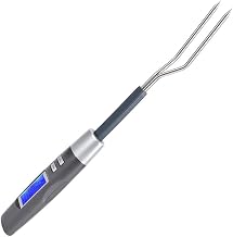 Generic Digital Meat Thermometer, 304 Stainless Steel Probe Grill Fork with LCD Display, Preset Temperature Settings, Sound Alarm, / Switch, Automatic Shut Down, Large Arabic Numerals,