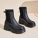 MELGONMG Fashion Rain Boots For Women’S Platform Waterproof Garden Booties With Elastic Band Comfort Rubber Non-Slip Slip-On Thick-Sole Outdoor Work Short Boots For All Seasons (Black,9)
