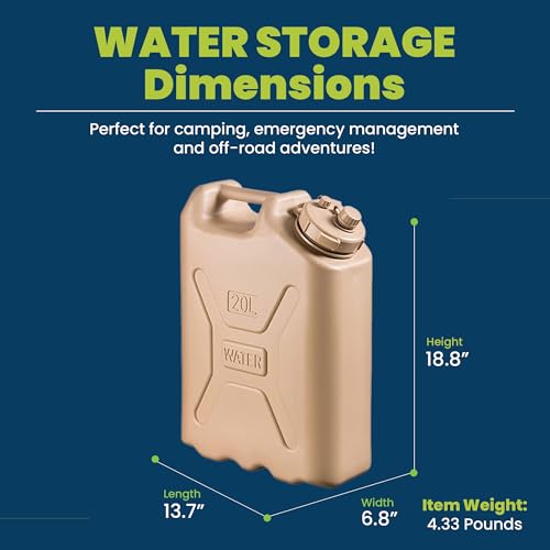 Scepter 4 Pack Military Style Water Container for Camping, Sand, 5 Gallon - image 2
