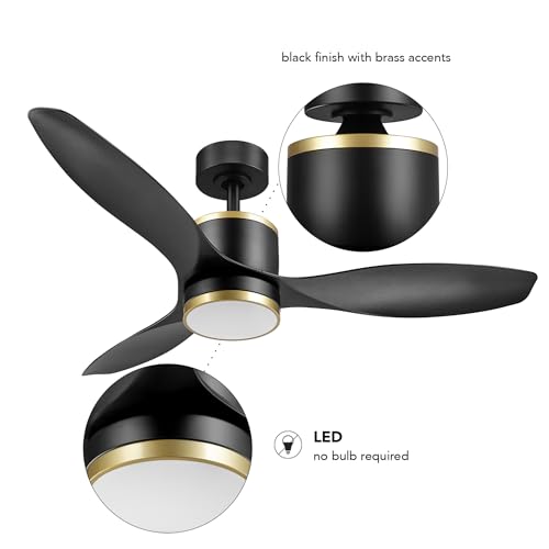 GLOBE Electric Edinburgh 48 in. Smart Ceiling Fan with LED Light, Remote Control, Whisper Quiet DC Motor, 6 Speeds, Black with Brass Accents thumbnail 12
