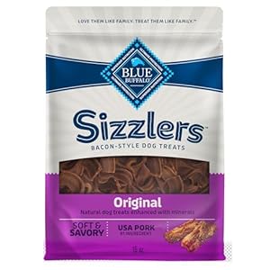 Blue Buffalo Sizzlers Bacon-Style Dog Treats with Real USA Pork, Original Flavor, 15-oz Bag