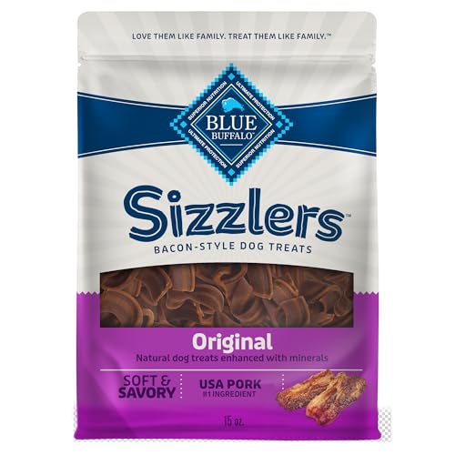 Blue Buffalo Sizzlers Bacon-Style Dog Treats with Real USA Pork, Original Flavor, 15-oz Bag