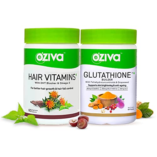 OZiva Hair Vitamins (With DHT Blocker, Omega 3 and Biotin) for Better