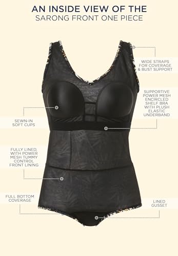 Swimsuits For All Women's Sarong Front One Piece Swimsuit (Plus3