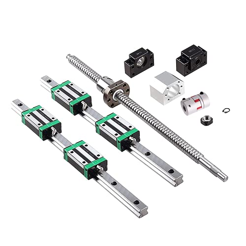 CNCMARKET Kugelumlaufspindel SFU1605 250mm Wellenkupplungen BF 6.35mm X 10mm D25L30 Kit,2 Stücke HGR20 200mm Linearführungsschiene für Maschinen und automatisierte Ausrüstung Cover