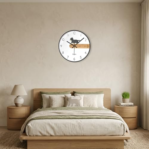 Image of Cute Cat Wall Clock for Home Decor Non-Ticking Silent Wall Clock | Modern Wall Watch for Hall, Living Room, Office & Bedroom | Fancy Wall Clocks for Kids Room | Round Easy-to-Read Wall Watch