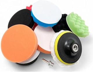 Kit de Pulido y Abrillantado 12 Piezas – Almohadillas de Espuma 11,4 cm, Compatible con Taladro, Multitextura para Acabado Profesional