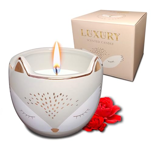 iubihome - Vela Decorativa Original en Forma de Zorro, Vela Aromatica en Caja de Regalo, Vela Perfumada para el Hogar