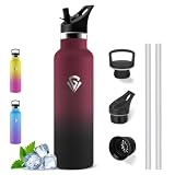 Borraccia Termica 1 litro, Borraccia con Cannuccia, Senza BPA, per Ufficio