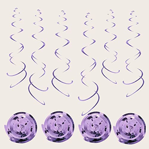 60 Pieces Hanging Swirls Party Streamer Foil Spiral Whirls Decorations For Ceiling Birthday Graduation Wedding Halloween Celebration Party Decor 26" (Purple) #TOP20