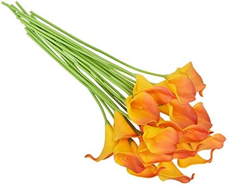 10Pcs Artificial Flowers PU Calla Lily Flores Bouquets Wedding Decoration Fake Flowers Home Decoration Artificial Plants (Color  Orange)