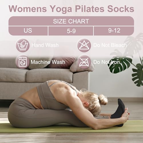 YSense 6 Pairs Pilates Socks with Grips for Women Non Slip Grip Socks Yoga Socks for Ballet Athletic Workout Hospital4