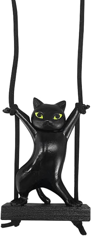 Enfeite de Gato para Espelho Retrovisor ZIMISI em Resina Preta – 1 unidade