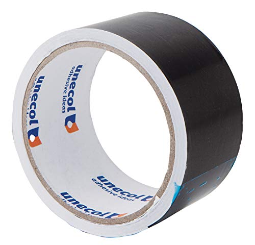 Unecol Cinta Aluminio Negra, Rollo 10 m x 50 mm, 30 Micras
