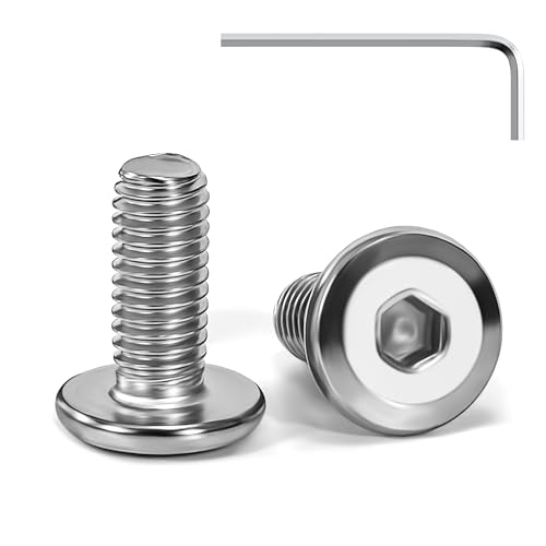 Tunejoy Tornillos de Cabeza Plana M5 x 12 mm Tornillo de Cabeza Hexagonal de Acero Inoxidable A2 V2A Perno de Muebles con llave Allen Rosca Completa 20 Piezas