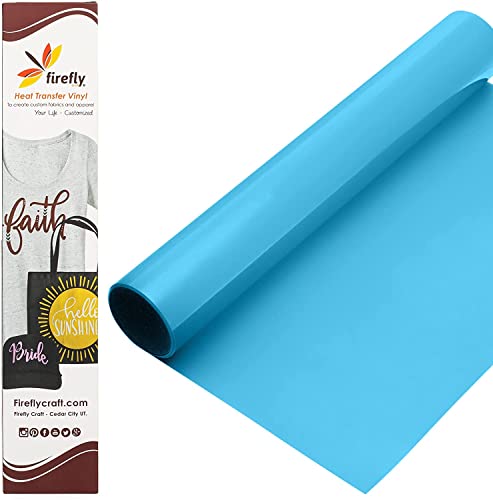 Firefly Craft Regular Sky Blue, Heat Transfer Vinyl for Shirts - Iron on Vinyl for Cricut & Silhouette Heat Press Vinyl for Shirt Transfers - Iron on HTV Vinyl - 15 Pieces, 12" X 20" (25 Feet) Each