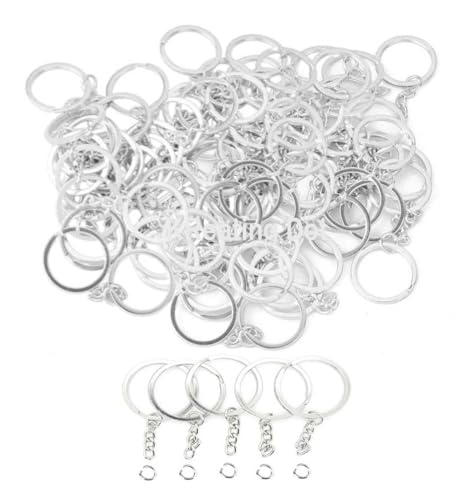 KReating Dot | 10 Pieces Glossy Silver Finish 30MM Metal Keychain with a Jump Ring | Perfect DIY Craft Supply for Keys, Bags, Lanyards, Charms and Many More Purposes (KRBGK-01)