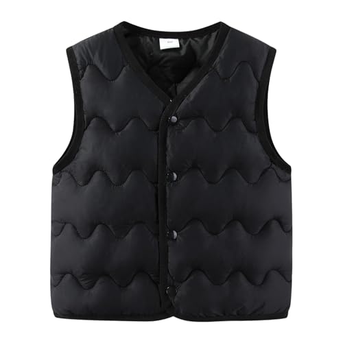 Image of NSQFKALL Baby Toddler Little Boys Girls Puffer Vest Textured Sleeveless Buttons Down Winter Warm Lightweight Jacket
