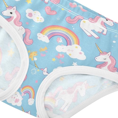 Wusikd Cute Unicorns Rainbows Girls' Underwear Cotton White Stars Clouds Girls Briefs Soft Toddler Underwear 2T4