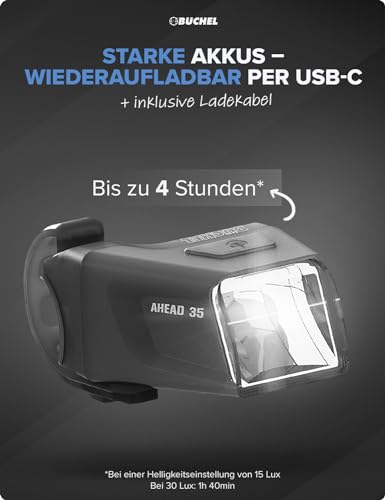 Büchel Ahead Fahrradlampe mit Batterie, 35/15 Lux Frontlicht