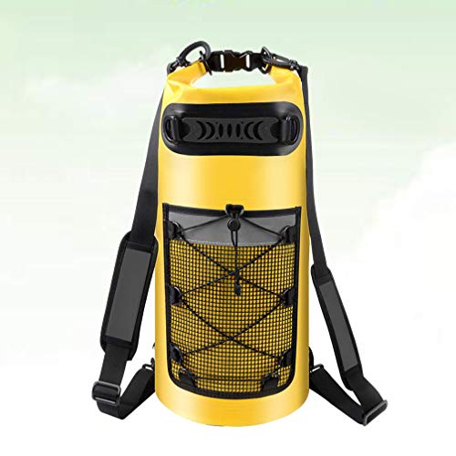 Mochila amarela à prova d'água com rodinhas para nadar e nadar na praia, caiaque, canoagem, pesca,