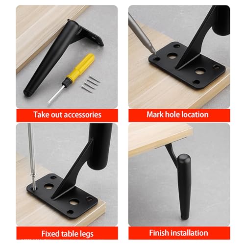 Pieds de table en métal industriel dorés réglables avec vis