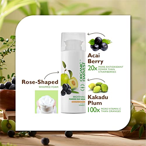 Organic Harvest Brightening Foaming Face Wash: Kakadu Plum & Acai Berry | Vitamin C Face Wash for Bright Skin | For Men & Women | 100% American Certified Organic | Sulphate & Paraben-free - 100gm - Image 3