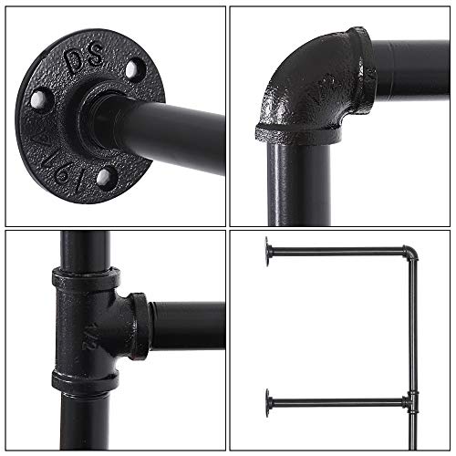 Liantral Industrial Wall Mount Iron Pipe Shelf, Diy Open Bookshelf, Retro Storage Shelves Pipe Shelving Hung Bracket (4 Tier X2, Black) #TOP2