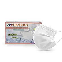 SKYPRO 50PCS Medical Grade ASTM Level 1 Standard 3-Ply Kids White/Blue Disposable Face Mask Protective PPE 20, White