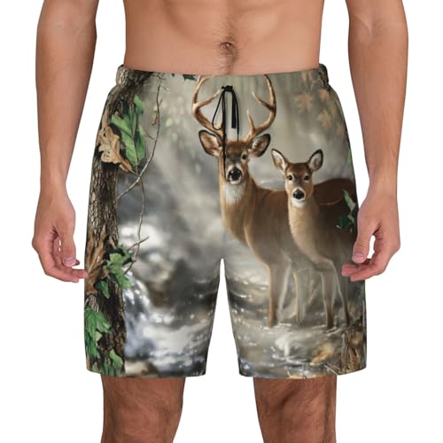 Short de plage imprimé cerf camouflage pour des vacances actives