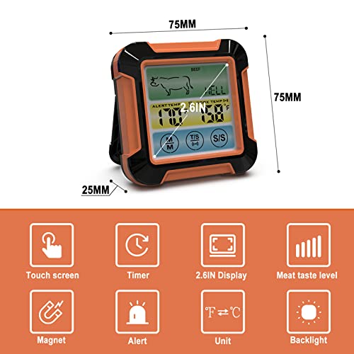 mewmewcat Termômetro de carne digital com sonda longa termômetro de grade atualizado com tela lcd co