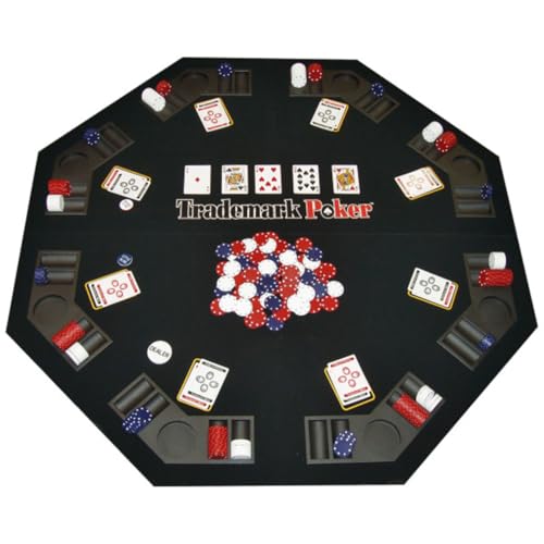 Poker Table Topper - Foldable Texas Hold Em Set with Carry Case 300 Poker Chips 2 Decks of Cards and Dealer and Blind Buttons by Trademark Poker