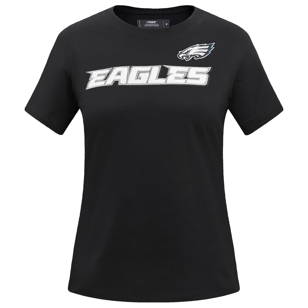 Pro Standard Womens NFL Philadelphia Eagles Classic Chenille Short Sleeve Slim Tee Black XL