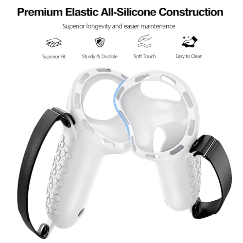 Image of Controller Grip for Meta Quest 3S Oculus Quest 3 VR Grips Cover for VR Touch Controllers Straps Silicone Covers Protector with Non-Slip Thumbstick Covers 1Pair White