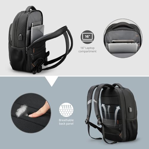 Swissdigital Design Travel Laptop Backpack, College Laptops Backpack with USB Charging Port for Men and Women Fits 16 Inch Notebook, Black | SD1670-01 by Swissdigital - Image 9