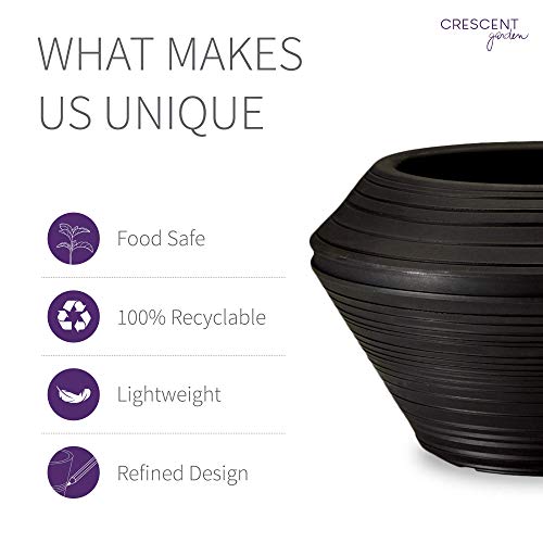 Crescent Garden Daniel Round Planter, 22-Inch, Caviar Black #TOP1