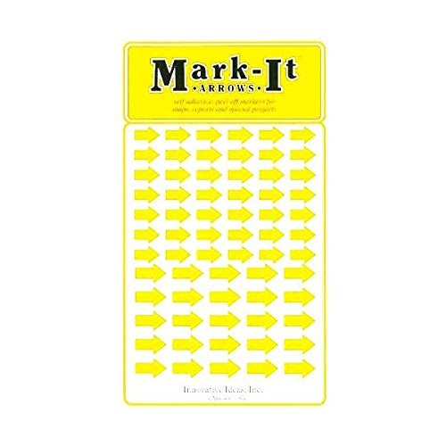 Removable Mark-it Brand Arrows for maps, Reports or Projects, Two Sizes per Sheet - Yellow