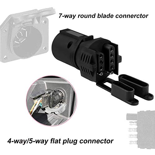 image for WOFTD Trailer Plug Adapter 7 Pin Round to 4 and 5 Flat Blade Trailer C