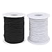 Dreamtop 2 Roll 0.8mm Elastic Cord Beading Thread Stretch String Craft Cord for Jewelry Making Bracelet Beading, White and Black（100m）