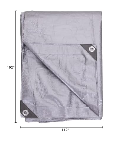 Kotap 10 x 16 Ft. Heavy-Duty Protection/Coverage Tarp, Superior Weave for Greater Longevity, 10-mil Multi-Use, Waterproof, TRS-1016, Silver (1-Pack)