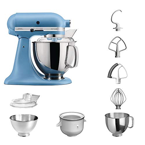 Preisvergleich Produktbild KitchenAid Küchenmaschine Artisan 5KSM175PS Eiscreme Paket inklusive Speiseeismaschine für hausgemachte Dessert-Kreationen (Vintage Blue)
