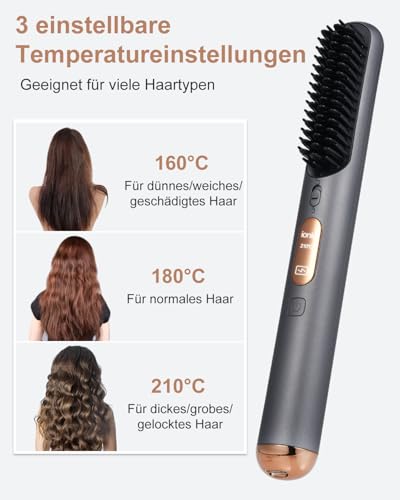 Cepillo alisador de pelo sin cable con 3 temperaturas miniatura 6
