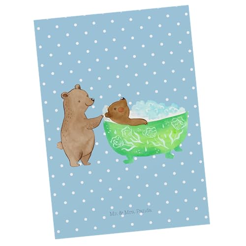 Mr. & Mrs. Panda Postkarte Oma Baden - Geschenk, Grußkarte, Familie, Fotokarte, Muttertag, Postkarten, Genie0en, Wohlsein, Omi, bildkarte, Urlaub, Badewanne, Liebe, Ansichtskarten